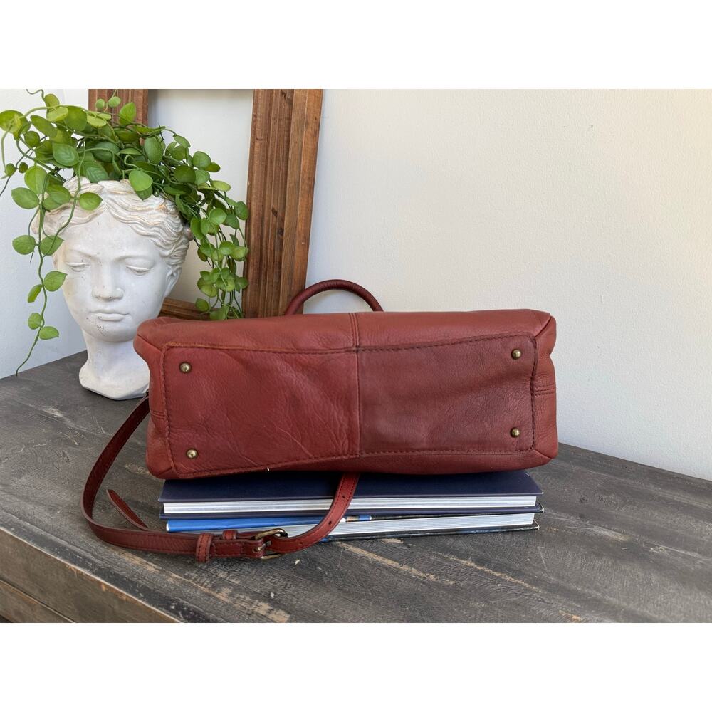 American Leather Co Burgundy Leather Satchel Crossbody Bag - Picture 7 of 14